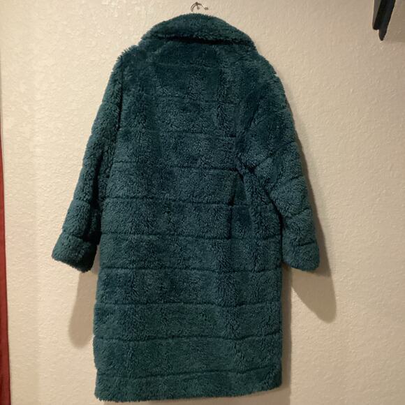 Essentiel Antwerp Alexander Faux Fur Reversible Coat EUR 34 US 2 Green/teal - Picture 3 of 10
